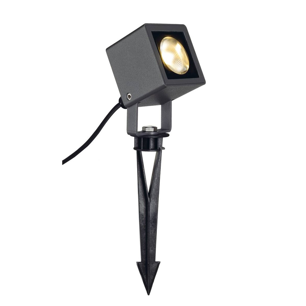 SPOT SUR PIQUET D EXTÉRIEUR NAUTILUS, LED, 3000K, IP65, CARRÉ, ANTHRACITE, 9W